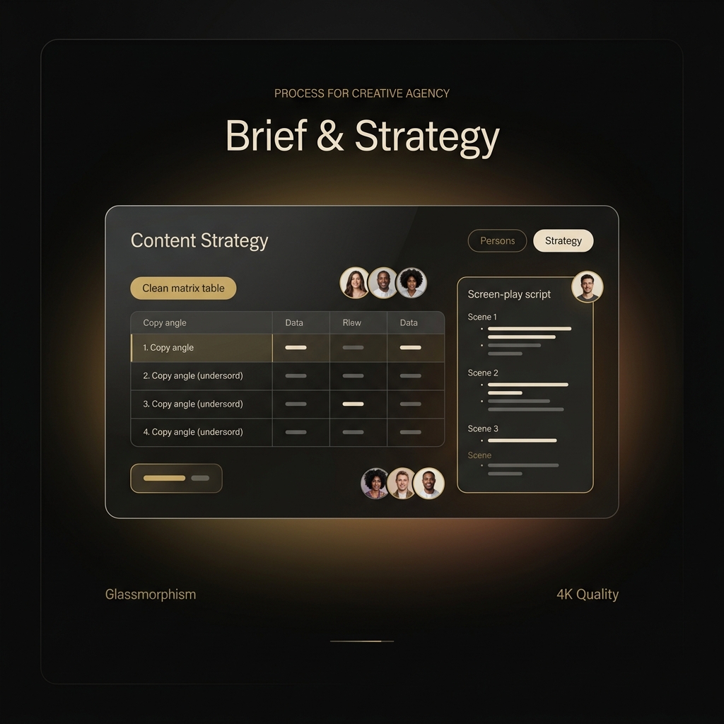 Content strategy dashboard showing hook matrix and script concepts